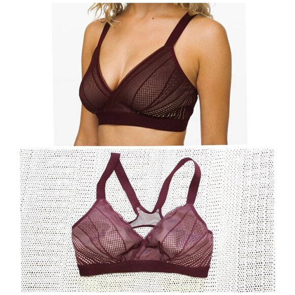 Lululemon Awake to Lace Yoga Bra Size DD 32 wireless Burgundy color sporty - Picture 1 of 11